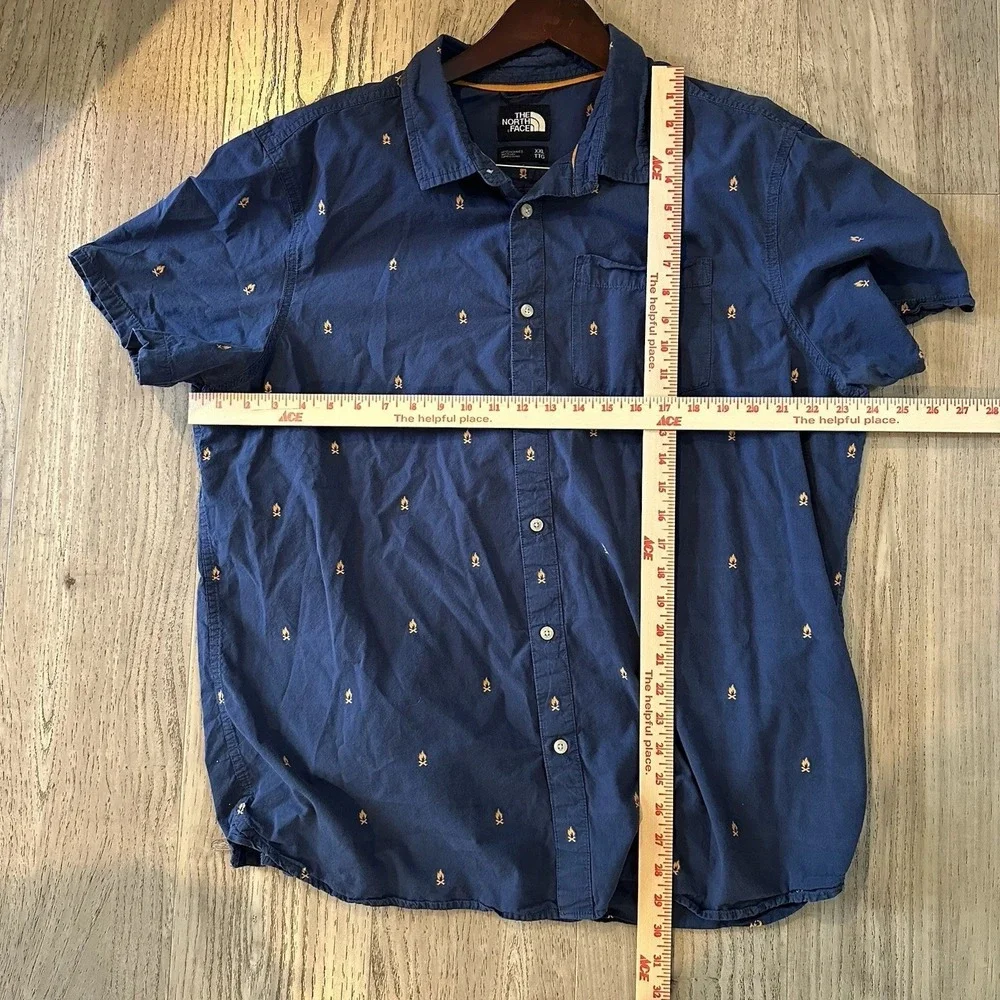 North Face Camp Shirt Mens XXL Campfire Bonfire Short Sleeve Baytrail Blue‎